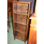 Small oak open bookcase, 38cm wide