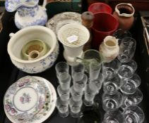 China and glass to include Wedgwood white vase, chamber pot, large jug, tumblers etc. (qty)