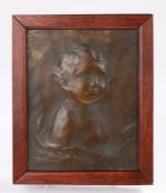 Early 20th Century bronze plaque, N Gratz 1910, of a boy, 12cm x 16cm