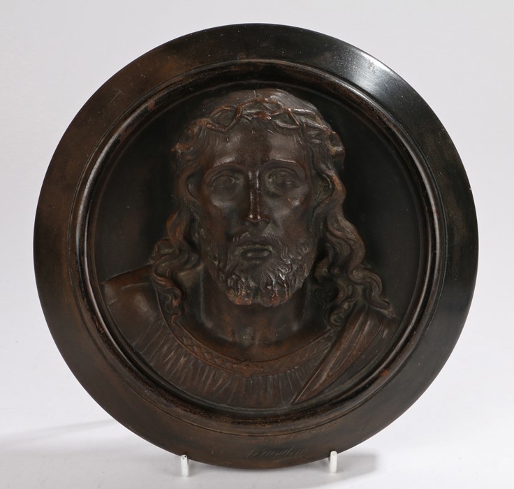 Victorian wall hanging boss, with a projected image of Jesus Christ, 23cm wide