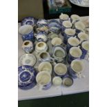 Blue and white porcelain, to include tea cups and saucers, vases, mugs, jugs etc. (qty)