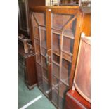 Art Deco style oak bookcase, with two lead glazed doors and adjustable interior shelves, 84cm wide