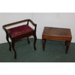 Edwardian mahogany piano stool, together with a Victorian stool, (2)
