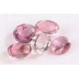 Collection of loose gemstones, pink topaz, each cabochon cut, at a total of 30.23 carats