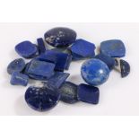 Collection of loose gemstones, lapis lazuli, at a total of 159 carats