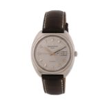 Jaeger Le Coultre Club gentleman's stainless steel wristwatch, the signed grey dial with baton