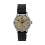 Omega military style gentleman's wristwatch, circa 1940's, the signed cream dial with Arabic markers