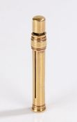 Sampson Mordan 18 carat gold propelling pencil, with sliding mechanism, 6.5cm wide, 13.9g