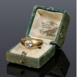 Gentlemans 18 carat gold and diamond gypsy ring, the diamond 6.2mm diameter, ring size W 1/2, 8.5g