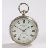 Victorian silver open face pocket watch by John Bennett, 63 & 64 Cheapside, London, the case
