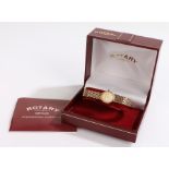 Rotary 9 carat gold ladies wristwatch, the signed champagne dial with baton hours, 9 carat gold