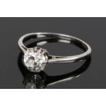 18 carat white gold diamond solitaire ring, the round cut diamond at approximately 1.10 carat,