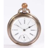 Continental .800 silver open face pocket watch, the white dial with Roman numerals, outer Arabic
