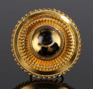 Essex crystal brooch, with a dog to to the centre and a yellow metal surround, 40mm diameter