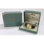 Mido Ocean Star Powerwind gentleman's gilt wristwatch, the signed gilt dial with baton quarter