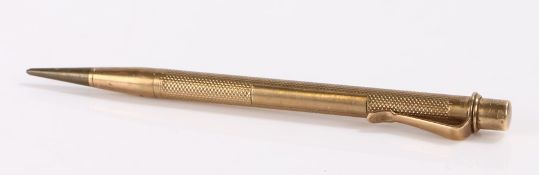 9 carat gold Mordan Everpoint propelling pencil, with vacant rectangular cartouche to the engine