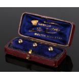 Set of three 18 carat gold collar studs, housed within the original box, 3.5 grams