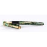 Conway Stewart 02/001 fountain pen, with green mottled body and 18 carat gold nibSome tarnishing