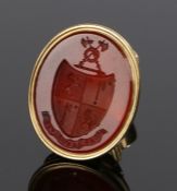 19th Century seal, with a carnelian seal heraldic crest, 32mm high