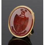 19th Century seal, with a carnelian seal heraldic crest, 32mm high