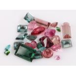 Collection of loose gemstones, tourmalines, at a total of 29.76 carats