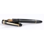 Mont Blanc Meisterstuck No.146, the black body with gilt mounts and 14 carat gold nibSurface