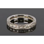 Diamond set eternity ring, set in white 18 carat gold with round cut diamonds to the band, ring size