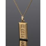 9 carat gold ingot, on a 9 carat gold necklace, 11gNo visible condition issues