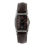 Bulova Templan Art Deco gentleman's wristwatch, Circa 1929, the signed black dial with red Arabic