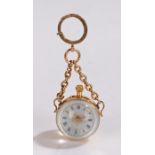 Early 20th Century ball watch, with a magnified glass front and back housing the white enamel dial