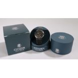 Citizen Eco-Drive WR200 gentleman's radio controlled wristwatch, the signed black dial with numerous