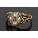 George III ring, with diamonds, pearls and sapphires to the head, ring size L