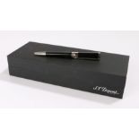 S.T. Dupont ball point pen, in black with chrome finish, boxed