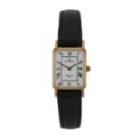 9 carat gold ladies Sovereign wristwatch, with a signed white enamel dial with black Roman hours,