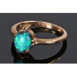 15 carat gold opal set ring, with a cabochon opal, ring size M