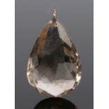 Smoky quartz pendant, the facetted cut, pear form, smoky quartz pendant with loop to the top, 33mm