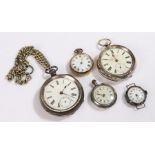 Watches, to include two silver cased examples, a gilt cased watch, a chromed watch and a wristwatch,