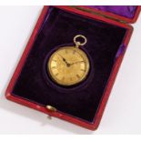 Le Roy & Fils 18 carat gold cased open face pocket watch, the dial with Roman numerals and foliate