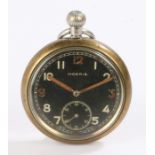 Moeris military pocket watch, the signed black dial with illuminated Arabic numerals and