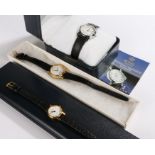 Three gold plated and stainless steel ladies quartz wristwatches, to include Avia, Jemis and Royal(