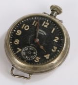 Ingersoll Midget trench style open face pocket watch, now converted to a wristwatch, the signed