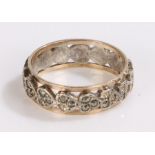 9 carat gold, silver and marcasite set eternity ring, ring size L, 2.9g