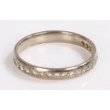 Unmarked white metal half eternity ring, ring size P 1/2, 3.1g