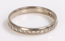 Unmarked white metal half eternity ring, ring size P 1/2, 3.1g