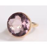 9 carat gold ring set with purple paste, ring size J, 7.6g