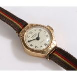 Perona 9 carat gold ladies wristwatch, the signed dial with Arabic numerals, manual wound the case