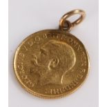 George V half sovereign pendant, 1911