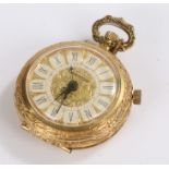 Mentor gold plated travel alarm/pocket watch, the signed gilt and white dial with Roman numerals,