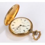 Le Cheminant gilt hunter pocket watch, the case with foliate decoration and vacant cartouche, the