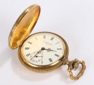 Le Cheminant gilt hunter pocket watch, the case with foliate decoration and vacant cartouche, the